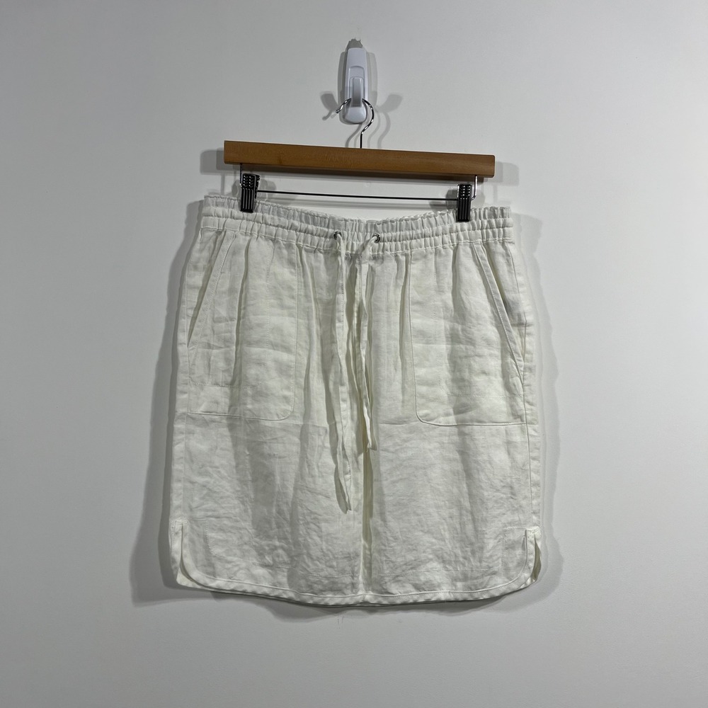 Lord & Taylor Fisherman Coastal 100% Linen Skirt Small Resort Preppy Old Money‎